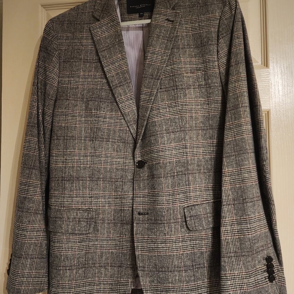 NWOT Banana Republic Men's Sport Coat Brown Plaid 42R Italian Fabric TailoredFit